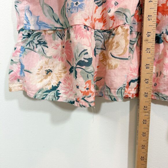 Loft 100% Cotton Pink Floral Peplum Lace Puff Sleeve Top Size XS Cottagecore - Picture 10 of 13